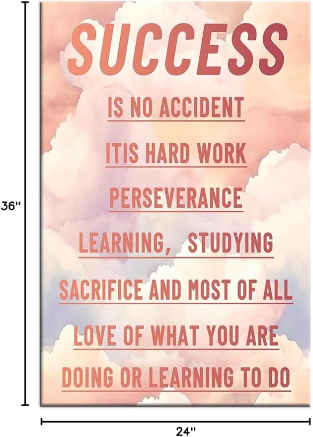 Inspirational Canvas Poster Wall Art Decor Success Motivational Quotes Picture Print Positive Energy Wall Artwork for Modern Home Living Room Office Gym Stretched and Framed [24''Wx36''H]