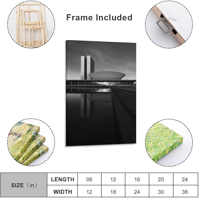 Poster, Canvas Painting, Office Decoration, Architectural Art Frame-style-2 16x24inch(40x60cm)