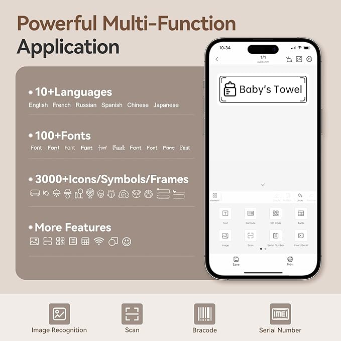 NIIMBOT D110 Label Maker Machine with Label, Small Label Printer Bluetooth Connection Multiple Templates Available for Phone Easy to Use for Office Home Organization Rechargeable White