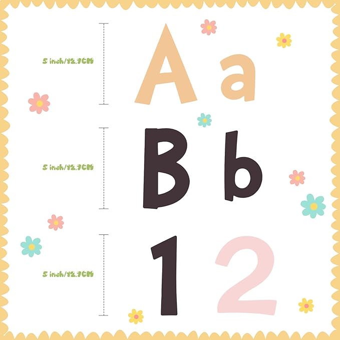 Tenare 134 Pieces 5 Inch Bulletin Board Letters Alphabet Numbers Combo Set Letter Cutouts for Bulletin Board Display Home Decor(Boho Color)