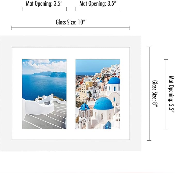Americanflat 4x6 Double Picture Frame with Shatter-Resistant Glass - Fits Two 4x6 Photos or Use as One 8x10 Picture Frame - Signature Collection - Collage Frames for Tabletop and Wall - White