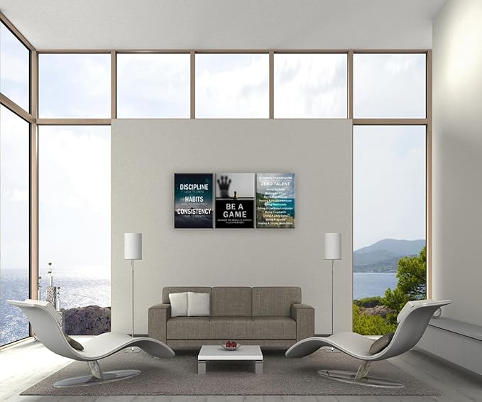 Be A Game Changer Motivational Canvas Wall Art Office Wall Decor Inspirational Discipline Habits Consistency Quote Canvas Print Positive Painting Artwork Living Room Decor Framed [72" W X 36" H]