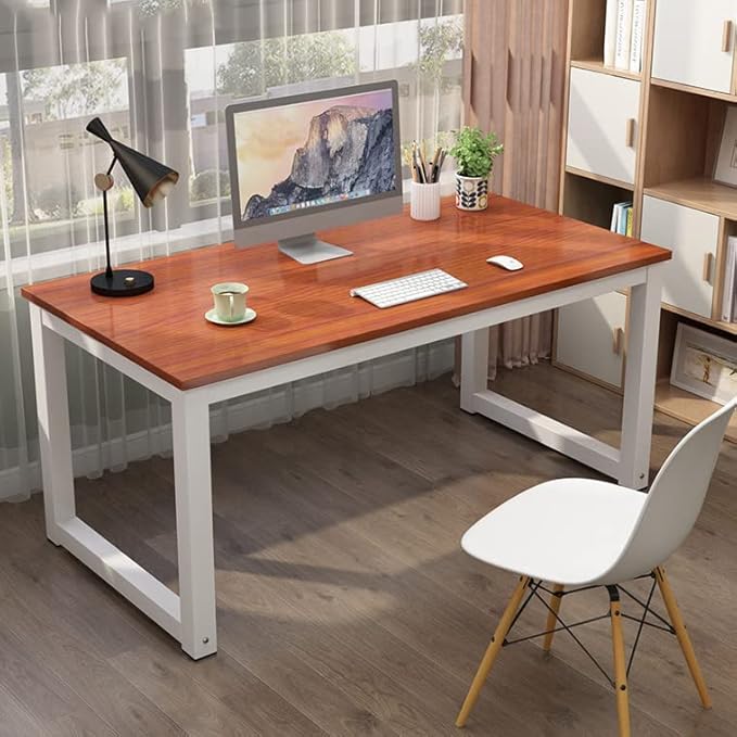 Computer Desk, Home Office Writing Study Desks, Small PC Table Workstation, Modern Simple Style for Space-Saving(47-Inch, Teak)