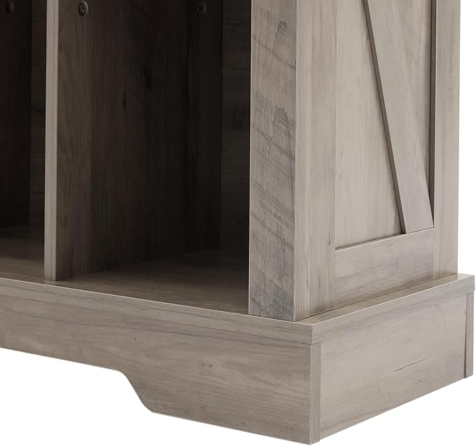 6 Cube Storage Organizer, 2 Tier Book Shelf with Led Lights, Farmhouse Book Shelves for Living Room, Horizontal Toy Storage Bookshelf, Wood Display Bookcase Cabinet for Bedroom, Office, Grey