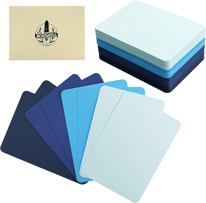 100 Sheets ATC Cards, Blue 300gsm Acid-Free Cardstock, About 2.5 x 3.5 in Rounded Corner Blank Artist Trading Cards, Double-Sided for Journaling, Scrapbooking & Mixed Media