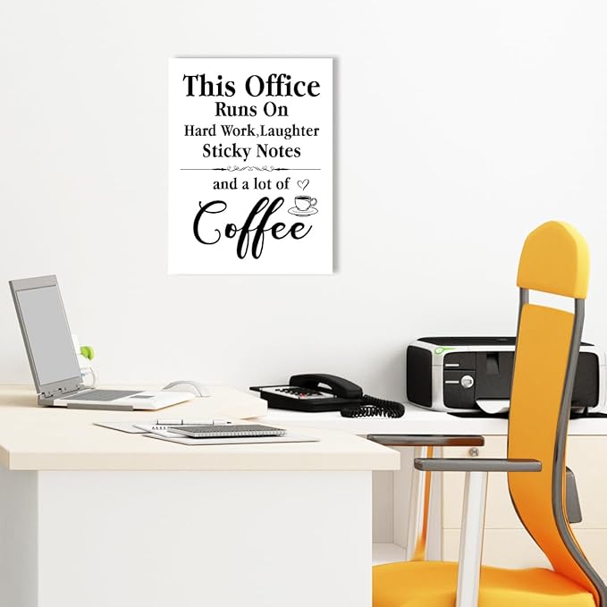 Funny Office Quote In This Office Runs On Hard Work Wall Art Canvas Framed for Workplace Wall Decor 28