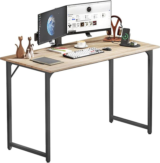 Computer Desk 47 inches Writing Desk Home Office Study Workstation Modern PC Laptop Sturdy Simple Gaming Desk with Metal Frame (Nature)