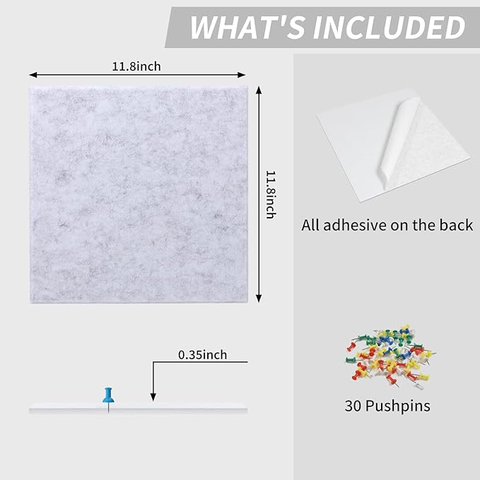 Large Bulletin Board 48"x36" Cork Boards for Walls, 12 Pack Felt Wall Panels Photo Board, Cork Board for Office Home Pin Board