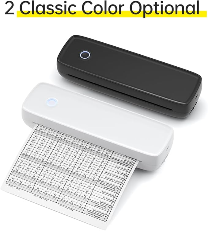 A4 Portable Thermal Transfer Printer & USB Connected to Office School Mobile Computer with 1 Roll of Thermal Paper Compatible with Windows / Mac System, Inkless Printing, PDF Files, Webpages