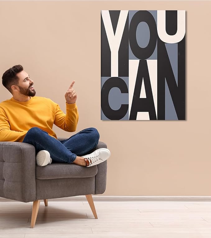 Inspirational Canvas Painting Wall Art Office Wall Decor You Can Motivational Quote Picture Art Print for School Library Classroom Study Room Decorations Framed Ready to Hang - 18x24 inches
