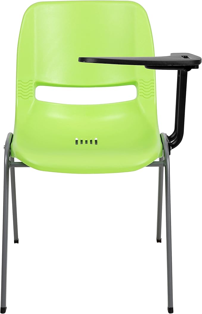 Flash Furniture Green Ergonomic Shell Chair with Left Handed Flip-Up Tablet Arm