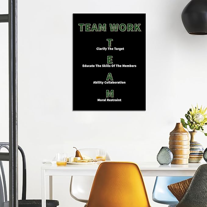 Team Work Motivational Wall Art Poster Print Inspirational Entrepreneur Quotes Printed on Canvas Painting Painting Wall Decor Artwork for Living Room School Gym Stretched and Framed [18''Hx24''W]