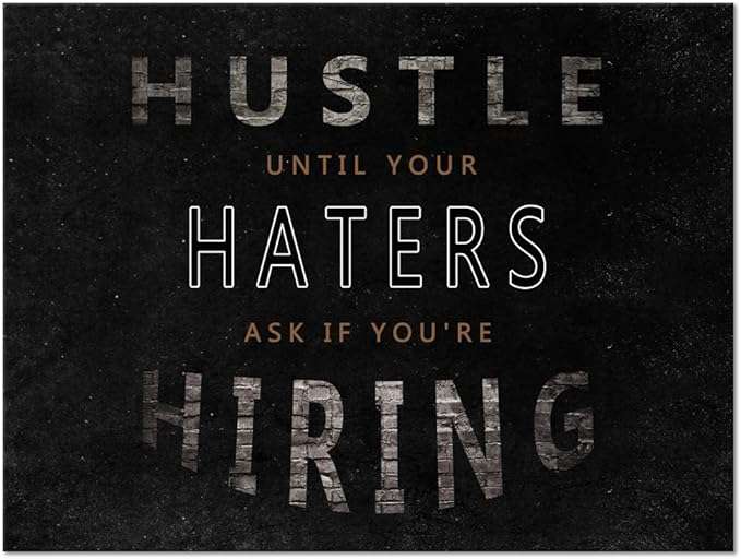 Inspirational Wall Art Motivational Entrepreneur Quotes Canvas Painting Hustle Pictures Inspiring Posters Prints Wooden Artwork Decorations for Living Room Home Office Classroom Gifts (12”Hx16”W)