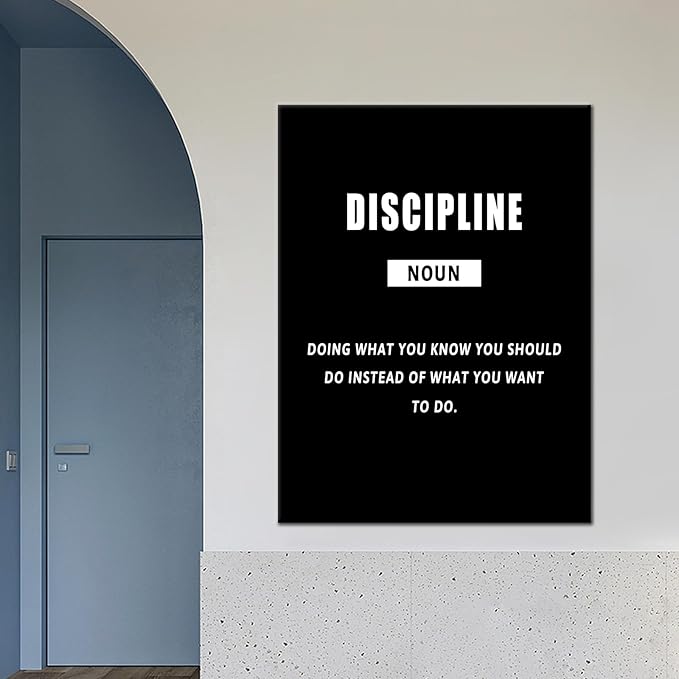 Motivational Canvas Office Print Wall Art Discipline Inspirational Picture Poster Painting Modern Inspiring Artwork for Home Living Room Decoration Stretched and Framed [30''Wx 40''H]