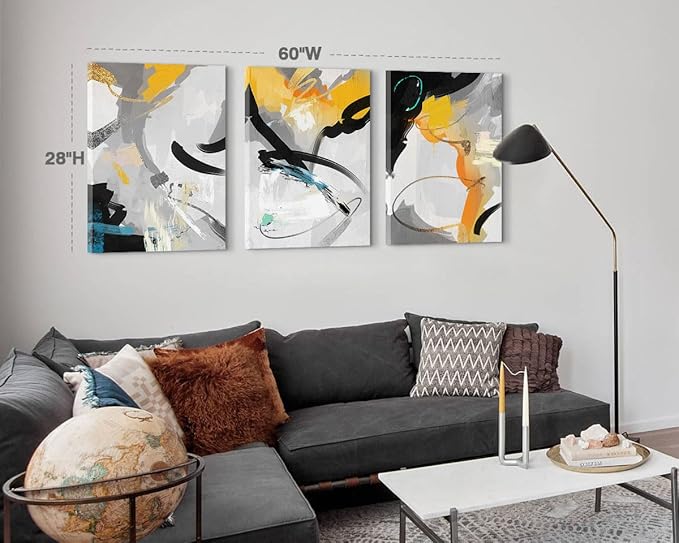 GIFTTWART Yellow Abstract Canvas Wall Art for Living Room, Bedroom, Office, or Dining – Modern Home Accents and Kitchen Painting Decor