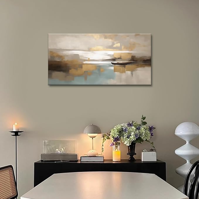 Beige Abstract Wall Art Living Room Wall Decor Canvas Painting Framed Modern Abstract Artwork Print Neutral Wall Art Bedroom Office Decor Picture Artwork