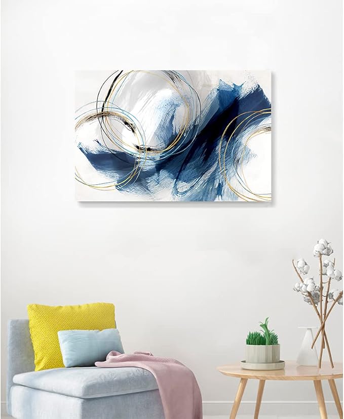 Wall Art Canvas Abstract Art Paintings Blue Fantasy Colorful Graffiti on White Background Modern Artwork Decor for Living Room Bedroom Kitchen 36x24in
