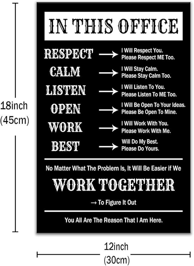 In This Office Inspirational Canvas Wall Art Motivational Picture Wall Decor Teamwork Theme Painting Poster In This Office Print Artwork for Bedroom Company Hallway Ready to Hang [12''W x 18''H]