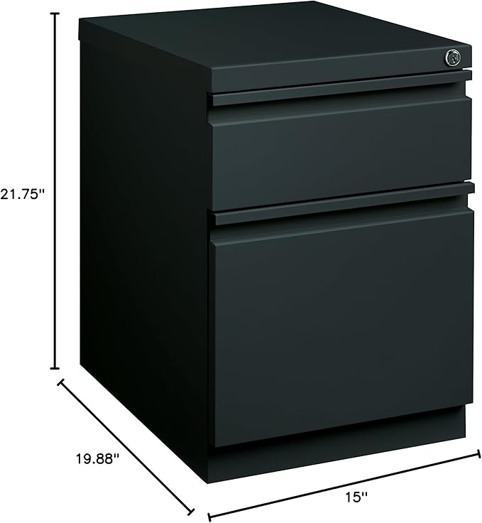 Hirsh 20-in Deep Mobile Pedestal File 2-Drawer Box/File Full Width Pull Charcoal
