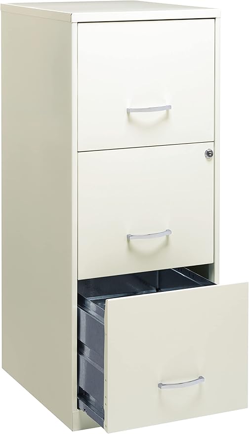 3 Drawer Vertical File Cabinet with Lock, Pearl White