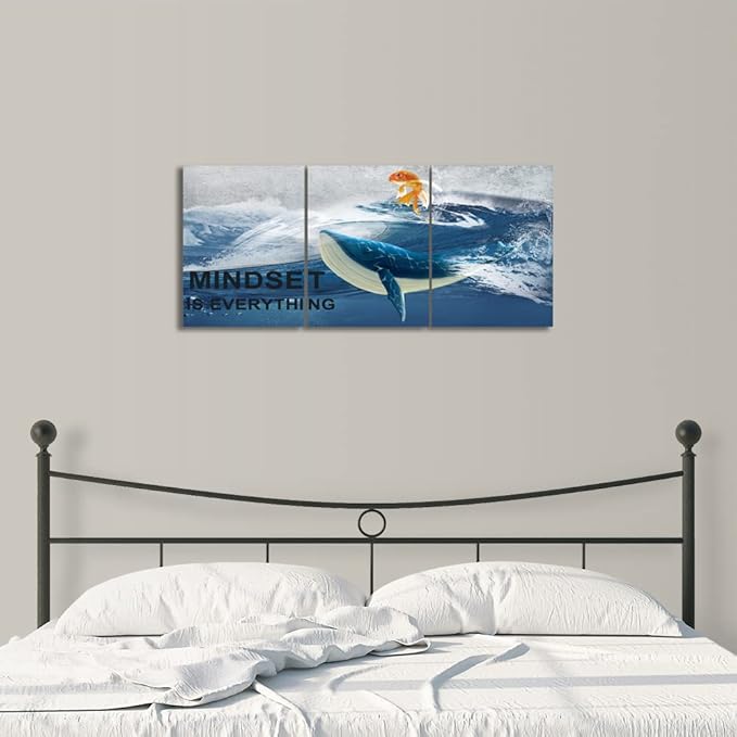 Yetaryy Motivational Canvas Painting Wall Art 3 Pieces Bathroom Ocean Decor Inspirational Pictures Paintings Prints Wall Decoration for Bedroom Living Room Kitchen Home 48''W x 24''H