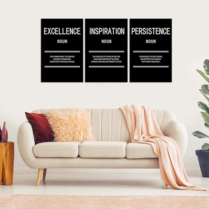Inspiration Excellence Persistence Motivational Canvas Wall Art Creation Inspirational Poster Painting Modern Inspiring Artwork for Office Home Living Room Stretched and Framed[72''Wx 36''H]