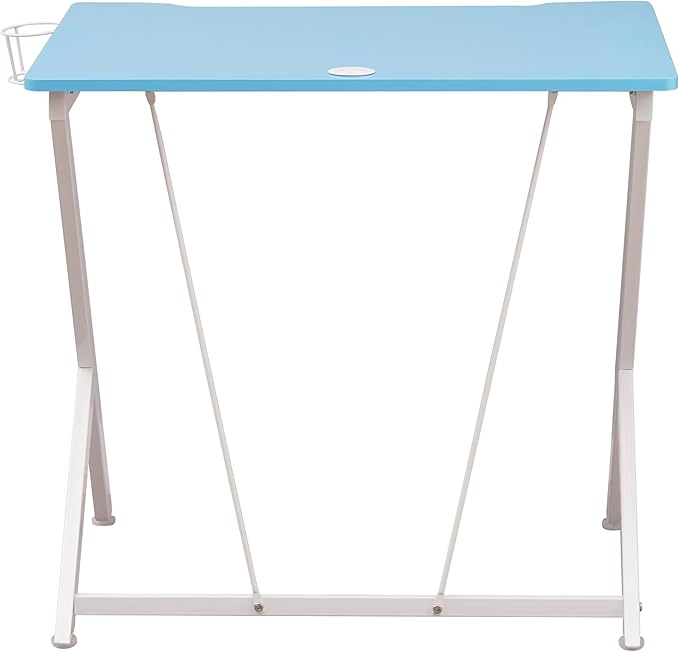 Techni Mobili Blue Gaming Desk - Small Gaming Desk with Cup & Headphone Holder - 31.5" Wide Blue Laminated Desktop Surface with Back Cable Management Opening - Student Desk for Bedroom