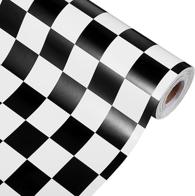 Tenceur Bulletin Board Paper 24 Inch x 100ft Fade Resistant Paper Roll for Classroom Decor (Checkerboard)