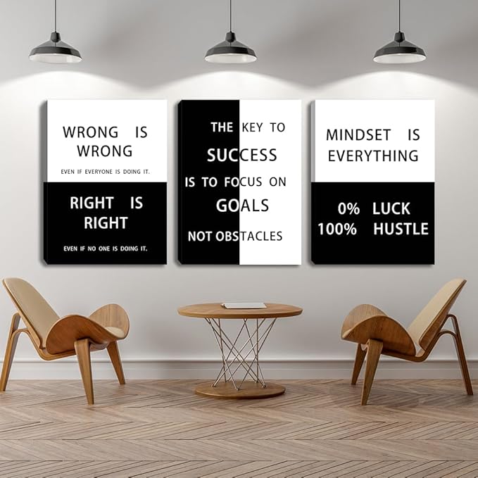 Inspirational Hustle Wall Art Canvas Poster Print Motivational Success Wall Art Office Decor Positive Quotes Wall Decor Workplace Bedroom Living Room Poster Wall Decorations Framed Artwork (36"Wx16"H)