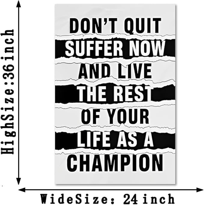 Canvas Trend Life As A Champion Motivational Wall Art for Office Workplace Wall Decor Inspirational Quotes Suffer Now Artwork Wooden Framed Ready to Hang-24x36 inch
