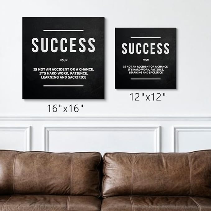 GUBIYU Motivational Wall Decor Black Office Art Inspirational Wall Art Office Wall Decor for Mens Motivational Quotes Posters for Living Room Encouraging Canvas Inspirational Gifts for Women 16"x16"