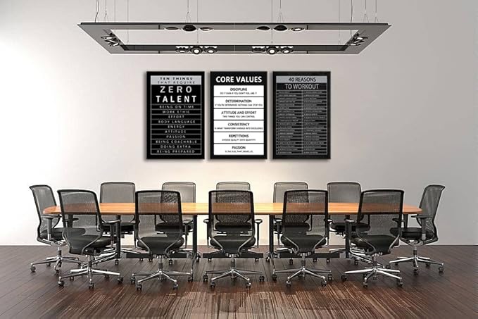 Inspirational Wall Art 40 Reasons to Workout 3 Pieces Painting Canvas Print Office Decor Core Values Poster Artwork Motivational Quotes Wall Art Decor Home Living Room Framed [72''Wx 36''H]
