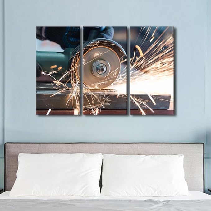 TUMOVO Canvas Wall Art 3 Piece Wall Art Modern Art Work for Walls Cutting Canvas Art Bathroom Decor Modern Home Decor Machine Tools Room Decor Stretched and Framed Ready to Hang, 42x28 Inch