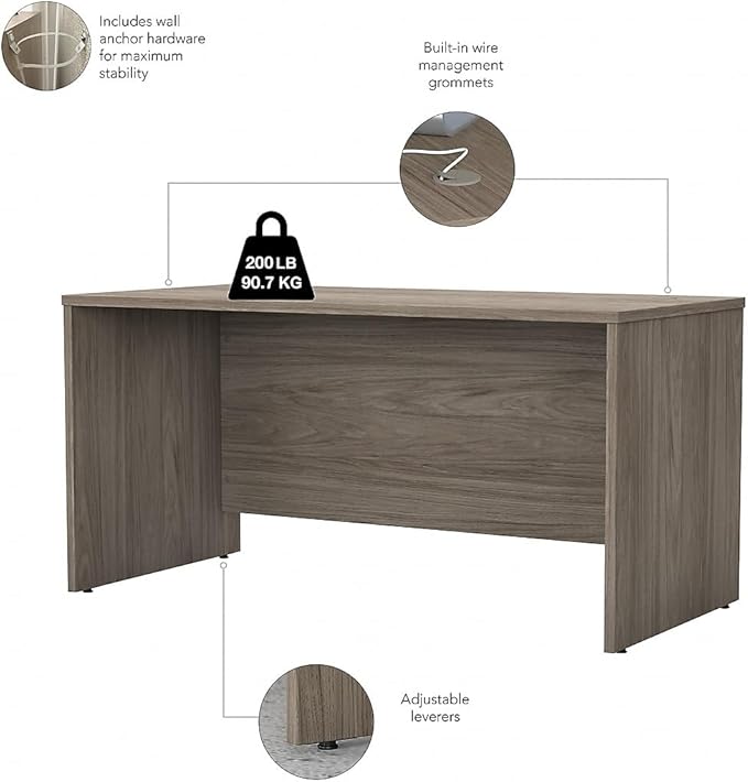 Bush Business Furniture Studio C 60W x 30D Office Desk in Modern Hickory, Computer Table for Home or Professional Workspace