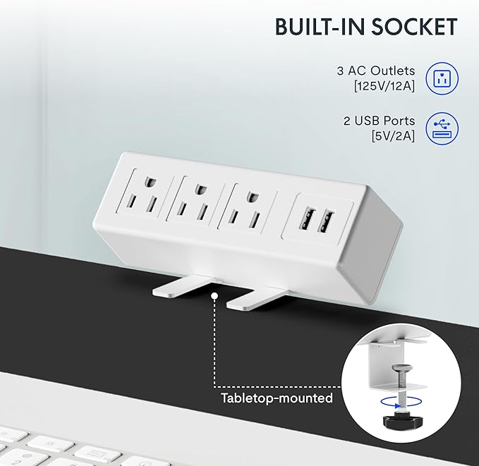 FLEXISPOT EN2 Whole-Piece Standing Desk with Clamp Power Strip, 48 x 24 Electric Height Adjustable Desk with Cable Management for Workstation (White Frame + 48" Maple Top)