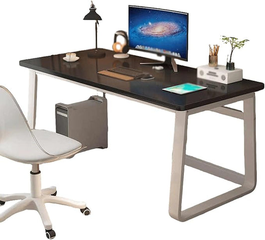 Computer Small Desk, Office Writing Work Study Student Home Bedroom with Metal Frame Wooden top No Wheels,Easy Assembly(Fresno Negro,140 * 50cm(55 20in))