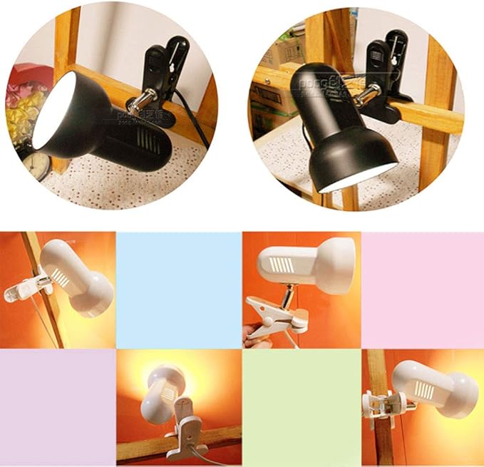 Sun-Rising Rong&LAN Clip lamp,360° Rotation Clip on Lamp Portable Book Reading Light,Clamp on Desk/Table/Bunk Bed/Cupboard Home Lighting, (Desk lamp,Two Colors for Your Choice) White1