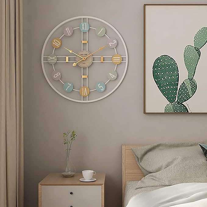 Wall Clock Wall Clock Wall Clock Metal Wall Clock Silent Wall Clock Easy to Read No Ticking Sound Suitable for Living Room Office Wall Clock Modern Clock (A 60 * 60cm)