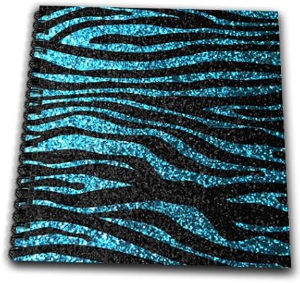 3dRose db_113172_2 Blue and Black Zebra Print-Faux Bling Photo-Not Actual Glitter-Teal Turquoise Sparkly Sparkles-Memory Book, 12 by 12-Inch