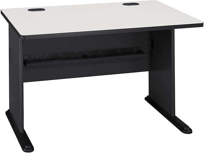 Bush Business Furniture Series A 48W Computer Desk in White Spectrum and Slate, Small Office Table for Home or Professional Workspace