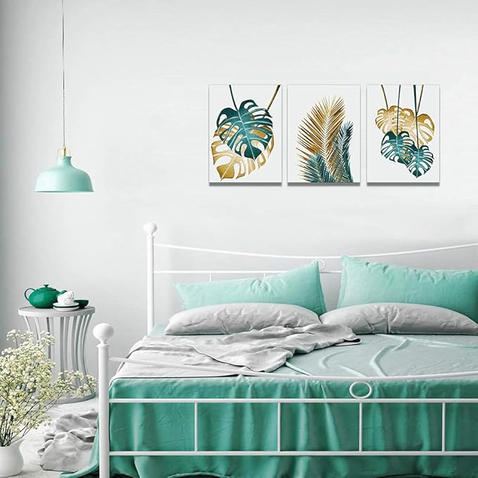 Canvas Wall Art For Living Room Family Wall Decoration For Bedroom Kitchen Dining Room Wall Decor Abstract Painting Leaves Wall Pictures Artwork Office Canvas Art Prints Bathroom Home Decor 3 Piece