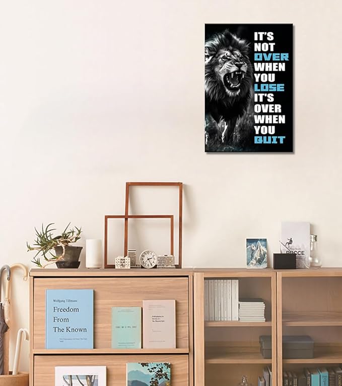 Novatique Inspirational Wall Decor Motivational Office Canvas Wall Art f Lion Picture Print Ready to Hang Motivational Quote Poster Room Decor for Bedroom,12 x 16inch