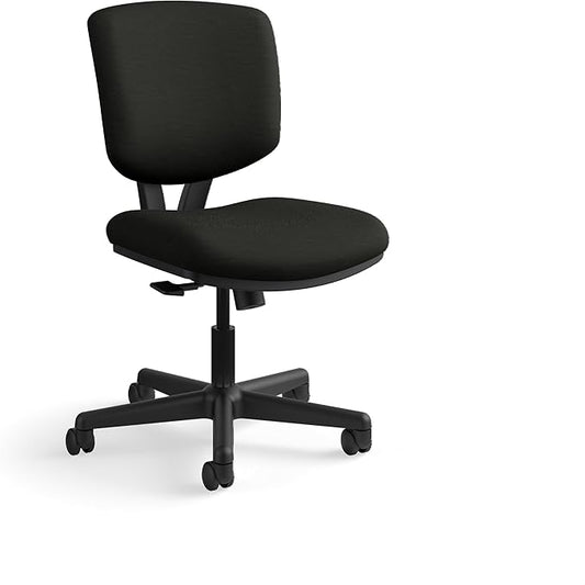 HON Volt Armless Office Desk Chair Comfy, Ergonomic Recline, Softhread Leather Back Seat, Swivel Desk Chair, Black