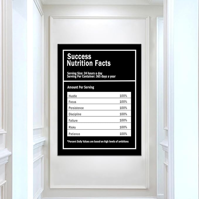 PSYYSP Entrepreneur Nutrition Facts Canvas Wall Art Motivational Quotes Poster Inspiring Painting Print Success Pictures Printed Artwork Office Home Decor Ready to Hang [30''Wx 40''H]
