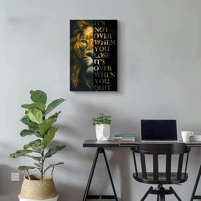 YOUHONG Motivational Wall Art Lion Pictures Office Decor Positive Affirmations Quote Art Print (12''Wx18''H)