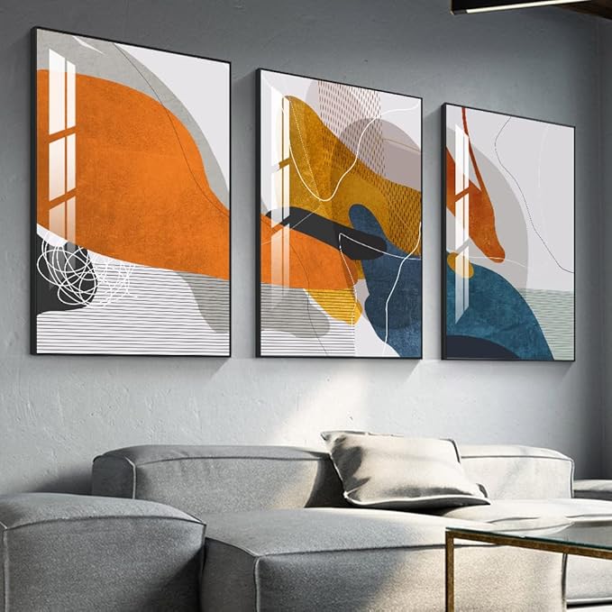 Framed Abstract Wall Art for Living Room,3-piece Set of Famous Paintings Posters Prints Minimalism Natural Fusion Bedroom Bathroom Office Wall Art Deco Large Size 24 "X 32" (24 "X 32")