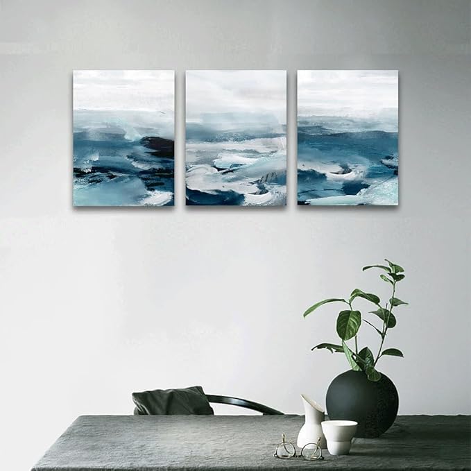 MHARTK66 Canvas Wall Art Decor: Abstract Wall Paintings, Set of 3, 20x28 Inches Each, Modern, Waterproof, UV Resistant, For Living Room, Bedroom, Office