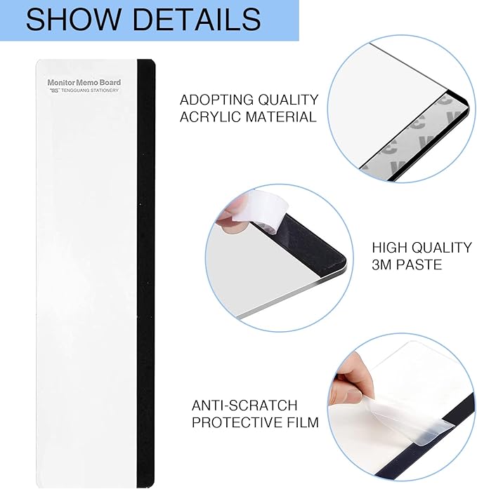Office Desk Accessories 3pcs Multifunction Computer Monitor Memo Board - Transparent Computer Side Panel Memo Creative Monitor Side Panel Suitable for Office Home Desktop