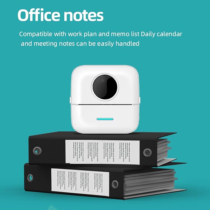 ZJchao Mini Thermal Printer Bluetooth Portable Pocket Thermal Label Printer Paper Fit 800mAh Battery for Home Office Business Travel ABS Black 82x82x45mm