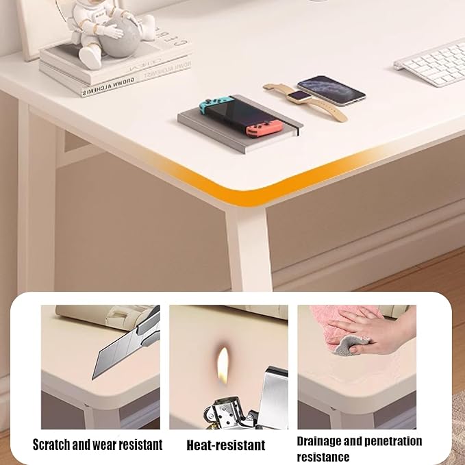 Small Office Computer Desk Writing Desk Waterproof and Scratch-Resistant,Sturdy Study Writing Desk with Wooden Tabletop and Metal Frame for Bedroom